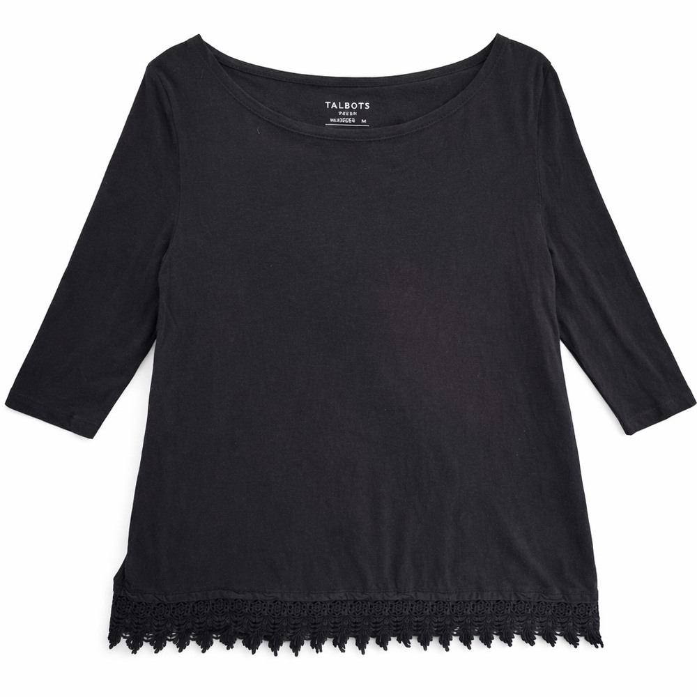 Talbots Tunic Top Black Cotton size 1X